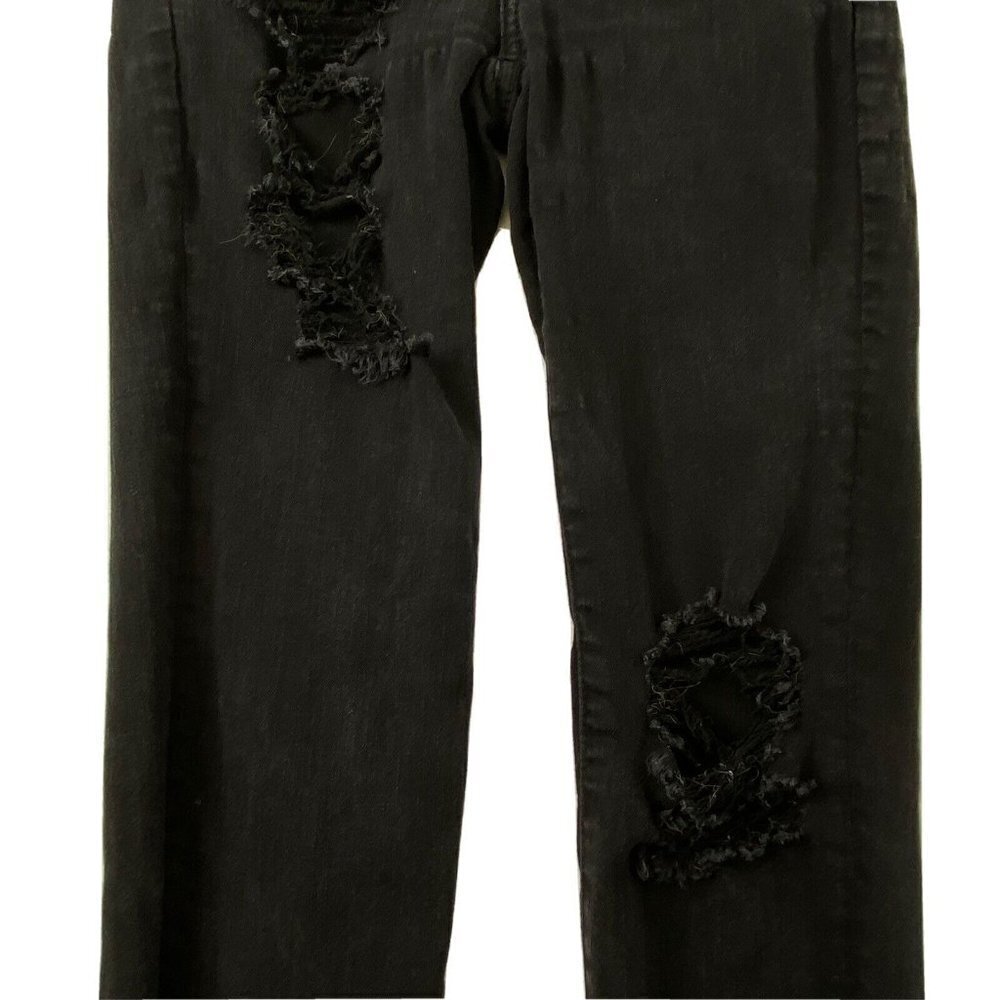 American Eagle size 4S High Rise Jegging Next Level Stretch Distress Jeans Black - Picture 5 of 12